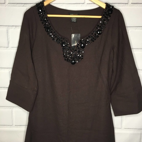 BCBG MaxAzria Cocoa/Black Jeweled Dress New with tags! Style#BC30413 Size Small - Picture 4 of 8
